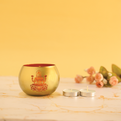 Saraswati Round Glass Golden Diya Mudrawholesale