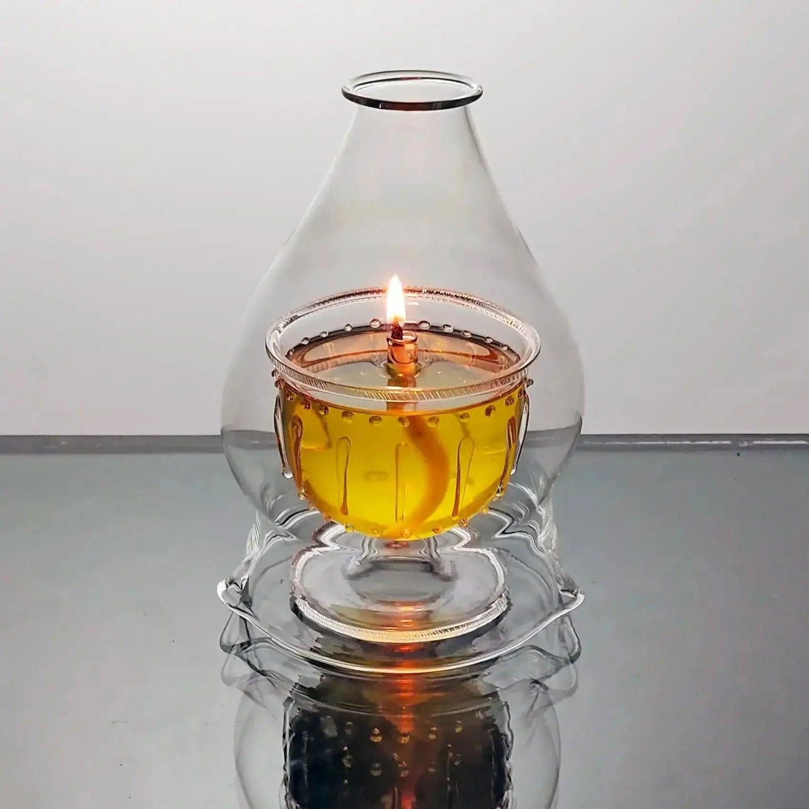 Akhand Diya With Glass Cover (24 Hrs) - Mudrawholesale