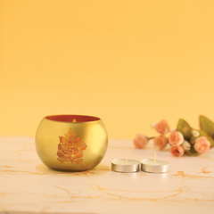 Ganesh Round Glass Golden Diya Mudrawholesale