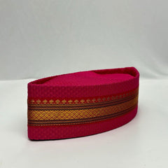 Border Burnt Pink Khan Topi - 01 - Mudrawholesale