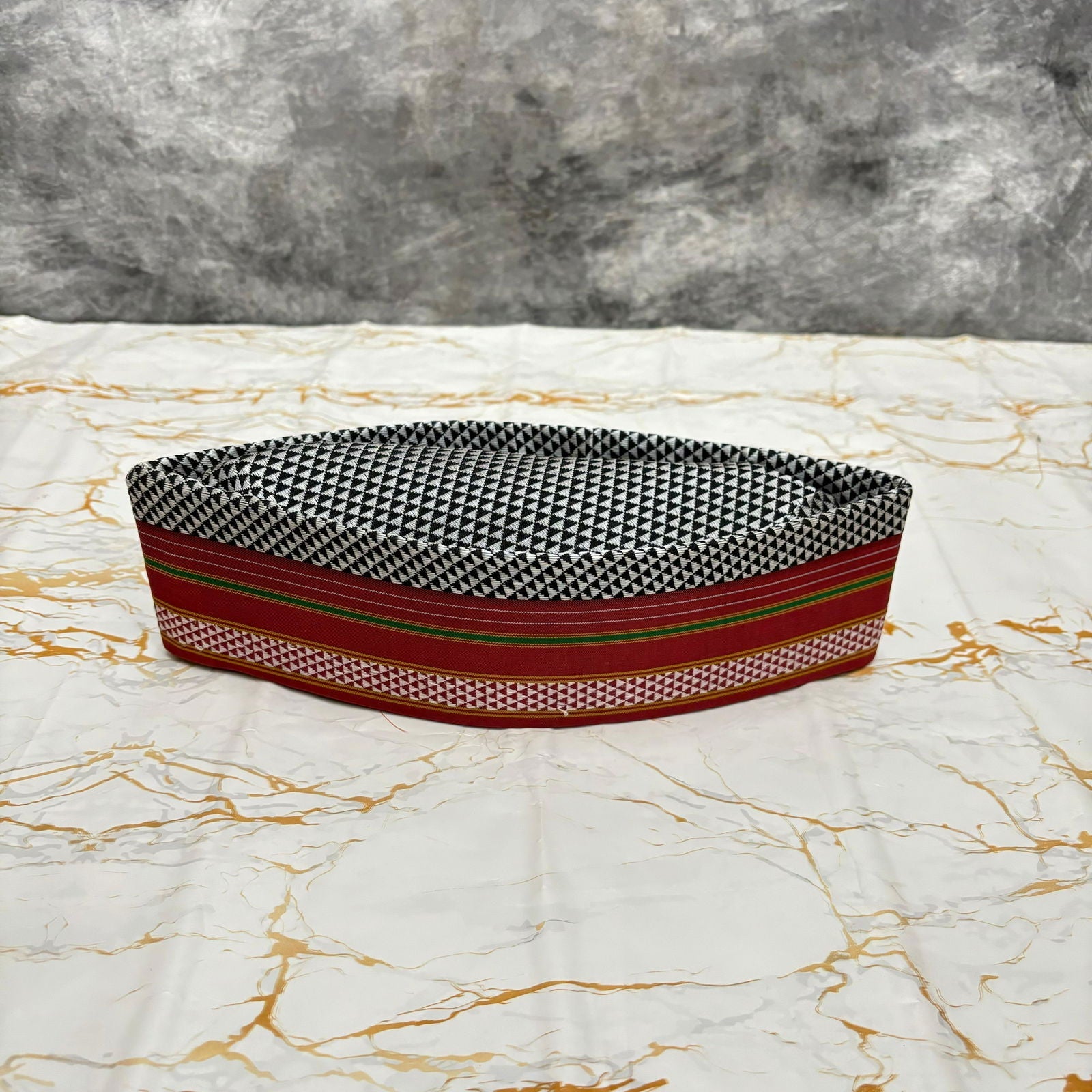 Border Dark Red Khan Topi - 01 - Mudrawholesale