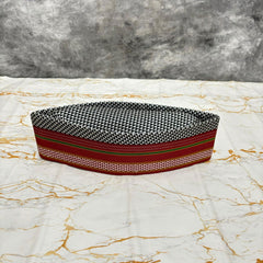 Border Dark Red Khan Topi - 01 - Mudrawholesale