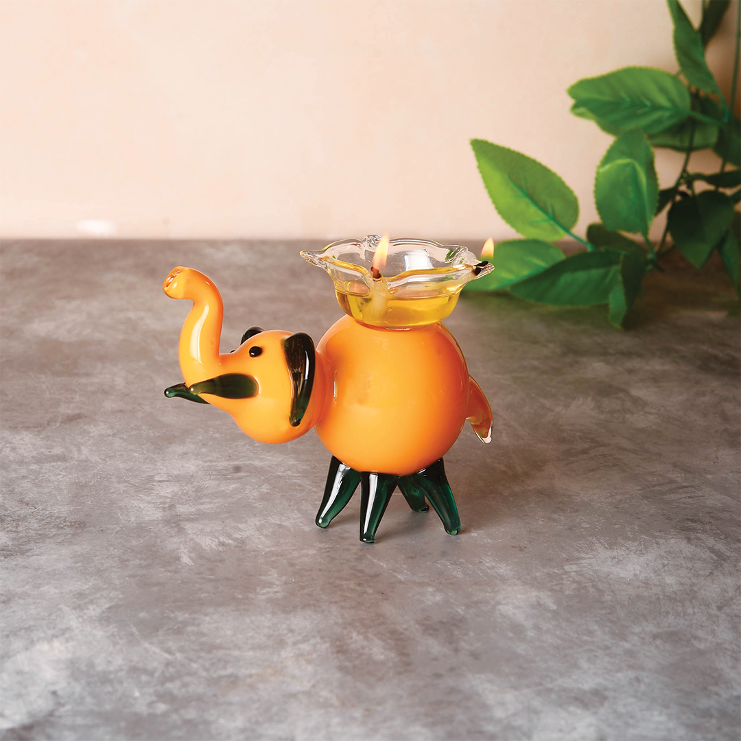 Elephant Diya (Orange) - Mudrawholesale