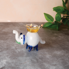 Elephant Diya (White) - Mudrawholesale