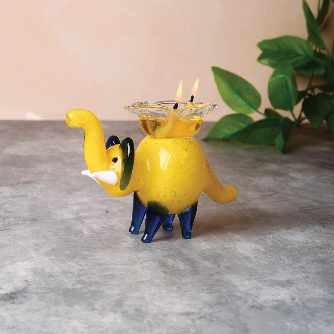 Elephant  Diya (Yellow) - Mudrawholesale