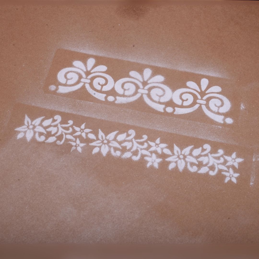 Flower  Rangoli Stencil Designs - Mudrawholesale