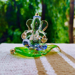 Glass Ganesha on Leaf