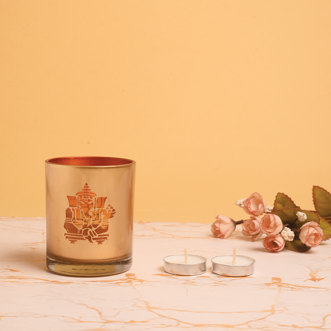 Ganpati Golden Glass Diya Mudrawholesale