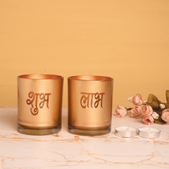 Shubh Labh Golden Glass Diya Mudrawholesale