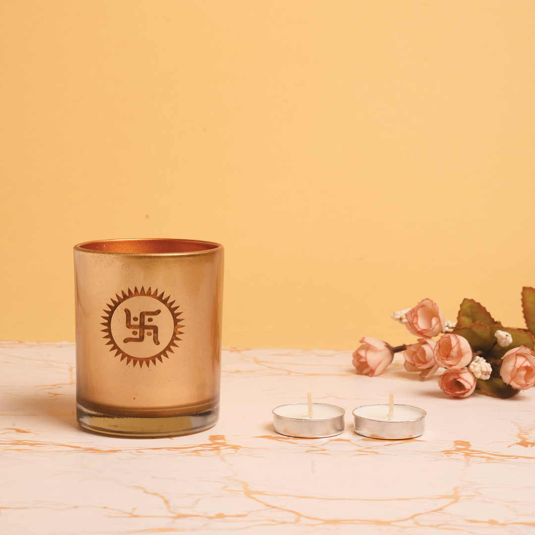 Swastik Glass Golden Diya Mudrawholesale