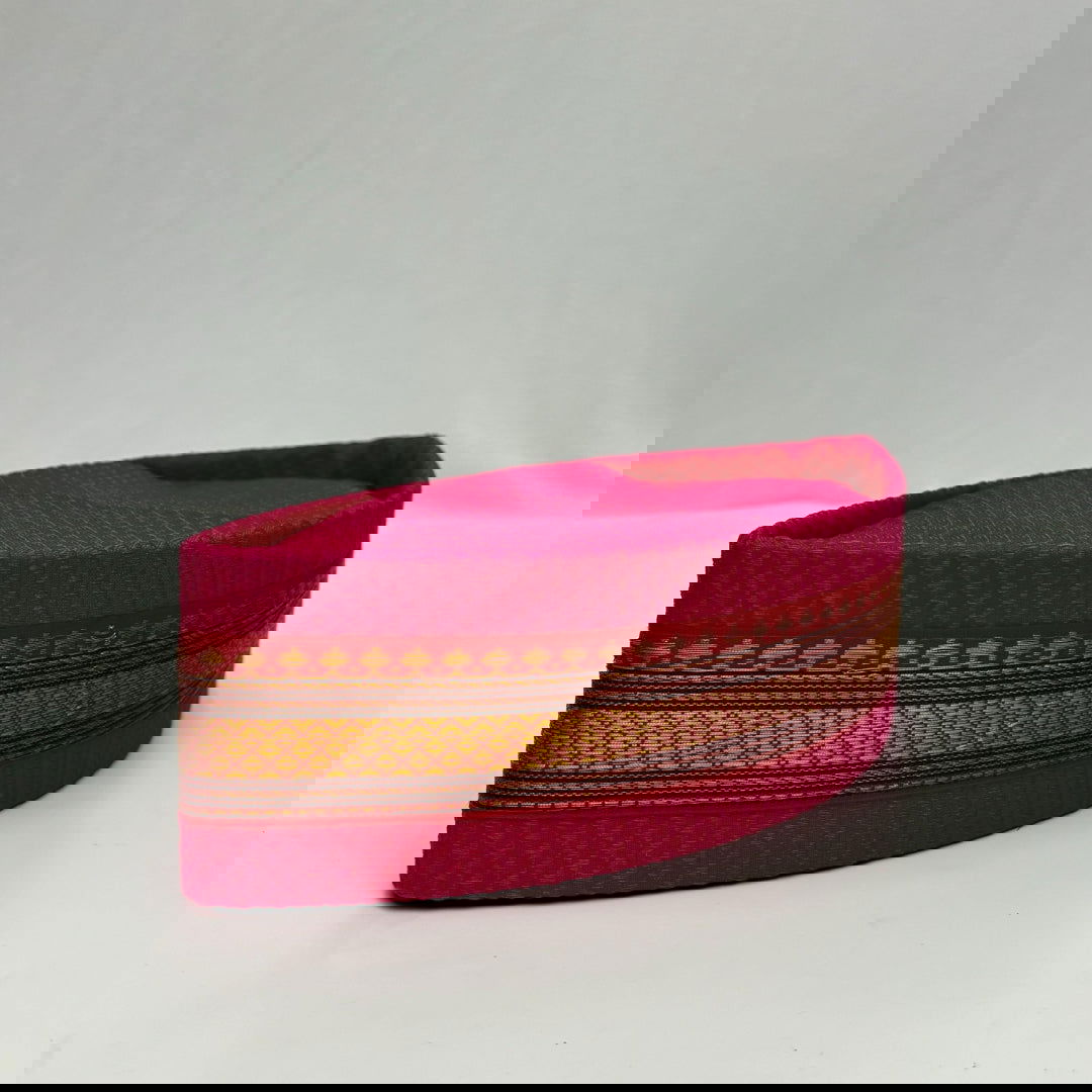 Border Burnt Pink Khan Topi - 01 - Mudrawholesale