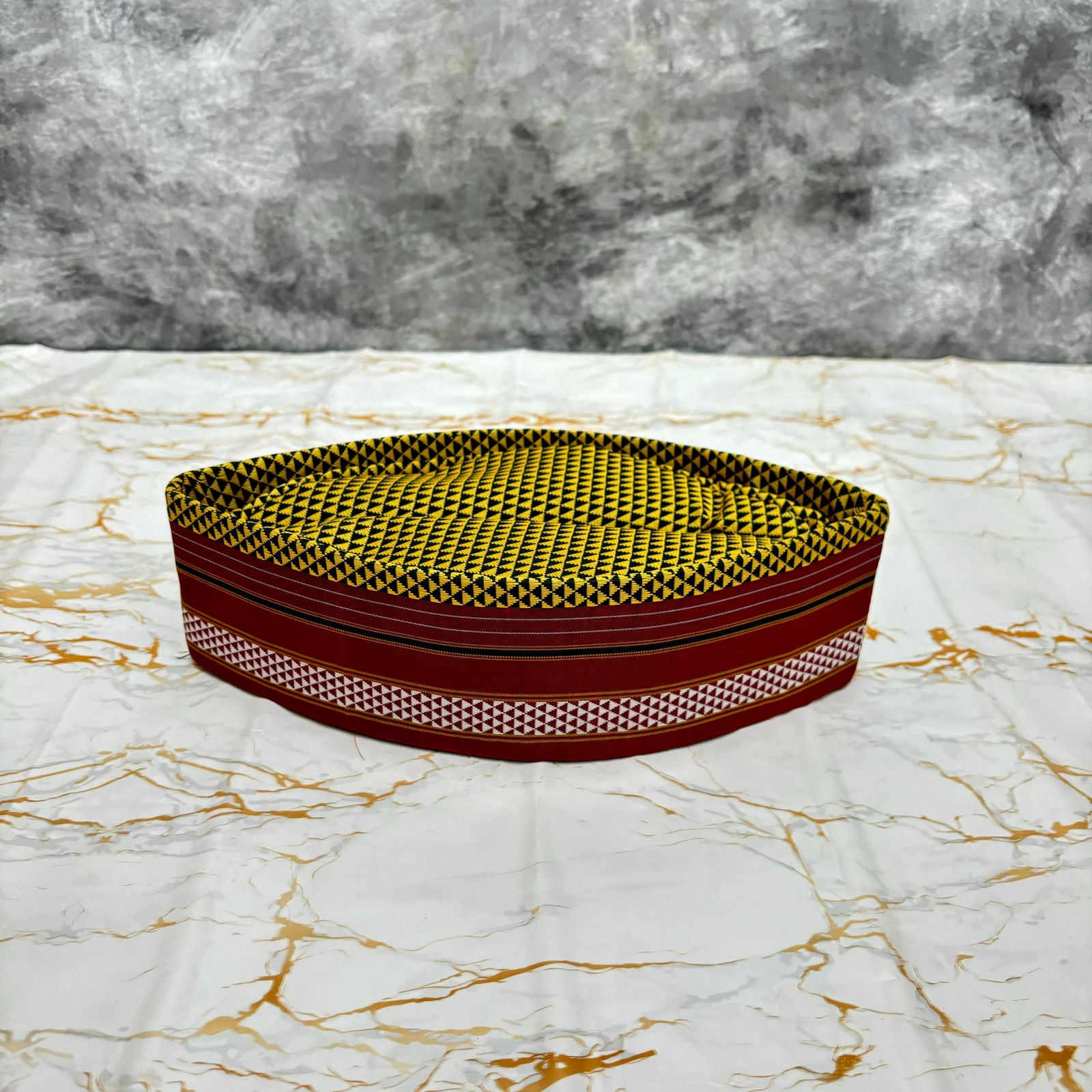 Border Maroon Khan Topi - 01 - Mudrawholesale