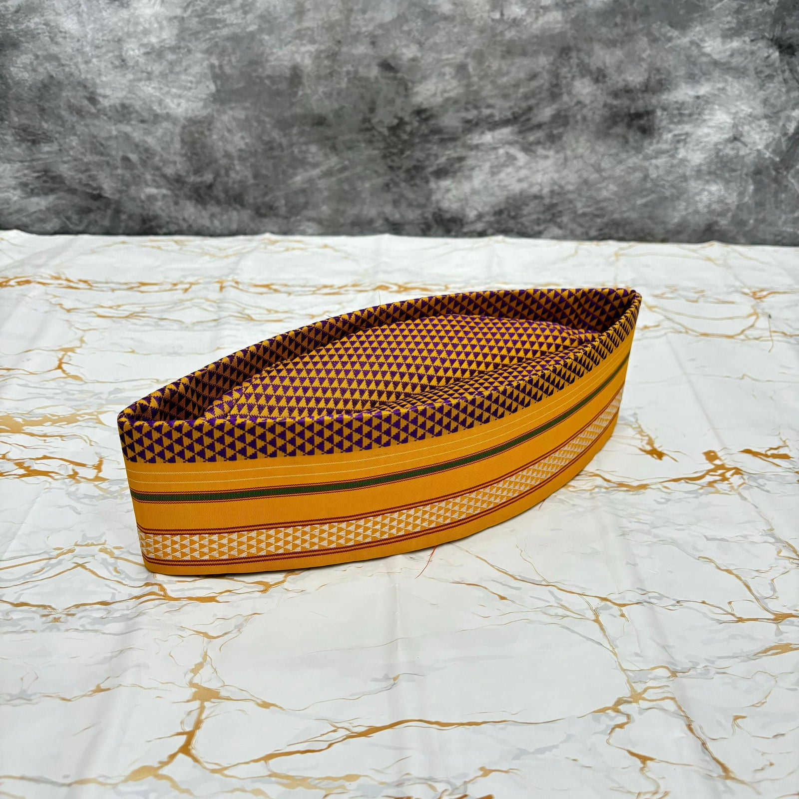 Border Yellow Khan Topi - 01 - Mudrawholesale