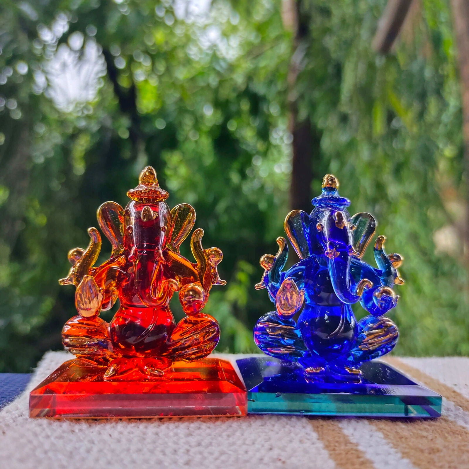 Colour Body Double Sided Glass Ganesha - Mudrawholesale