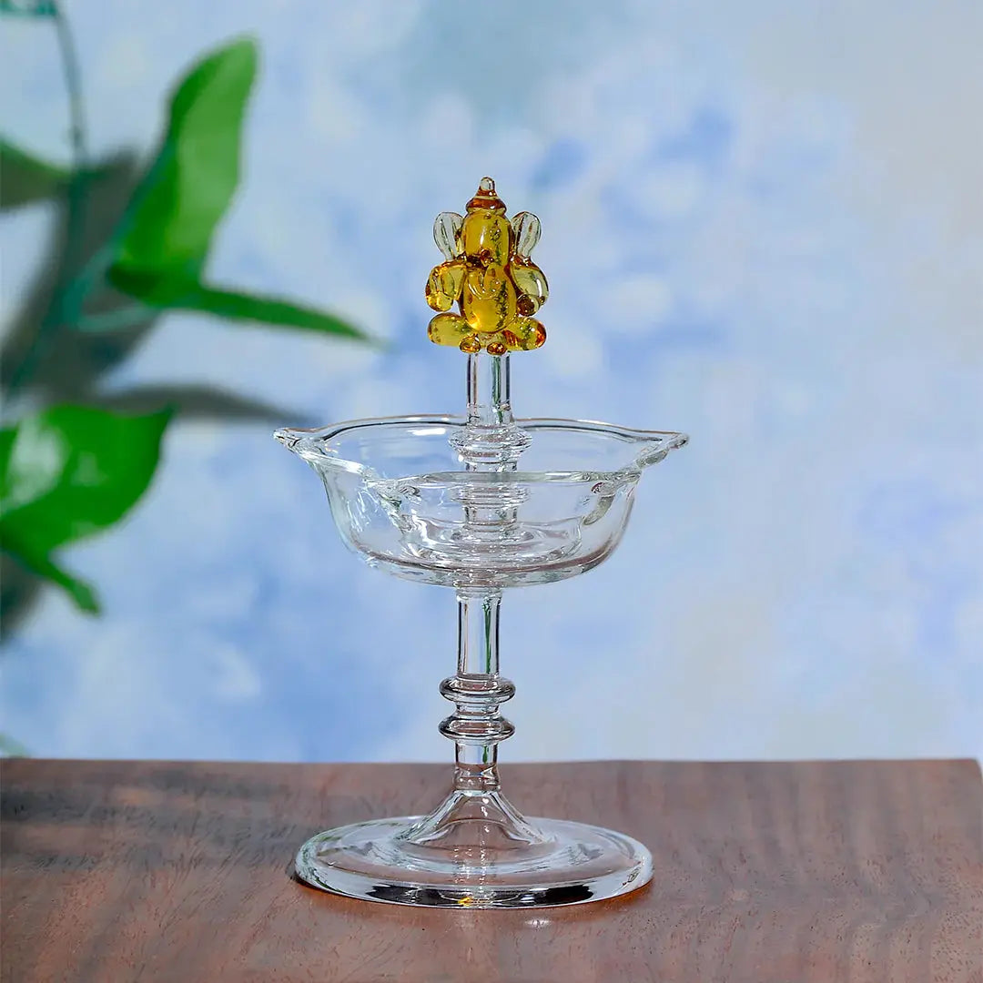 Glass Deepak Diya With Ganesh Mudrawholesale